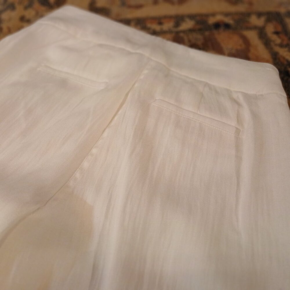 DKNY White High Waist Wide Leg w/Gold Buckle Trousers 6 - Picture 7 of 12